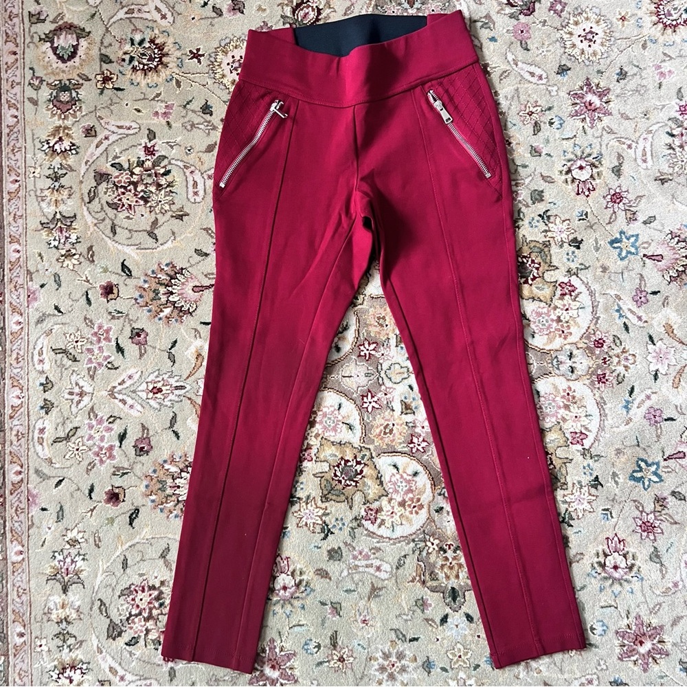 Women's Pants Burgundy Size S/M Skinny Pull on Stretch Maroon Red Formal Casual
